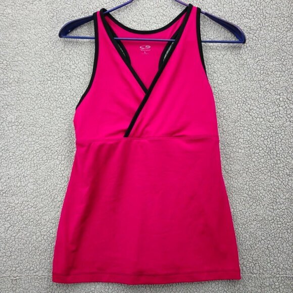Champion Tank Top Womens Athletic Large Stretchy Workout Yoga Pink Black - Picture 1 of 10